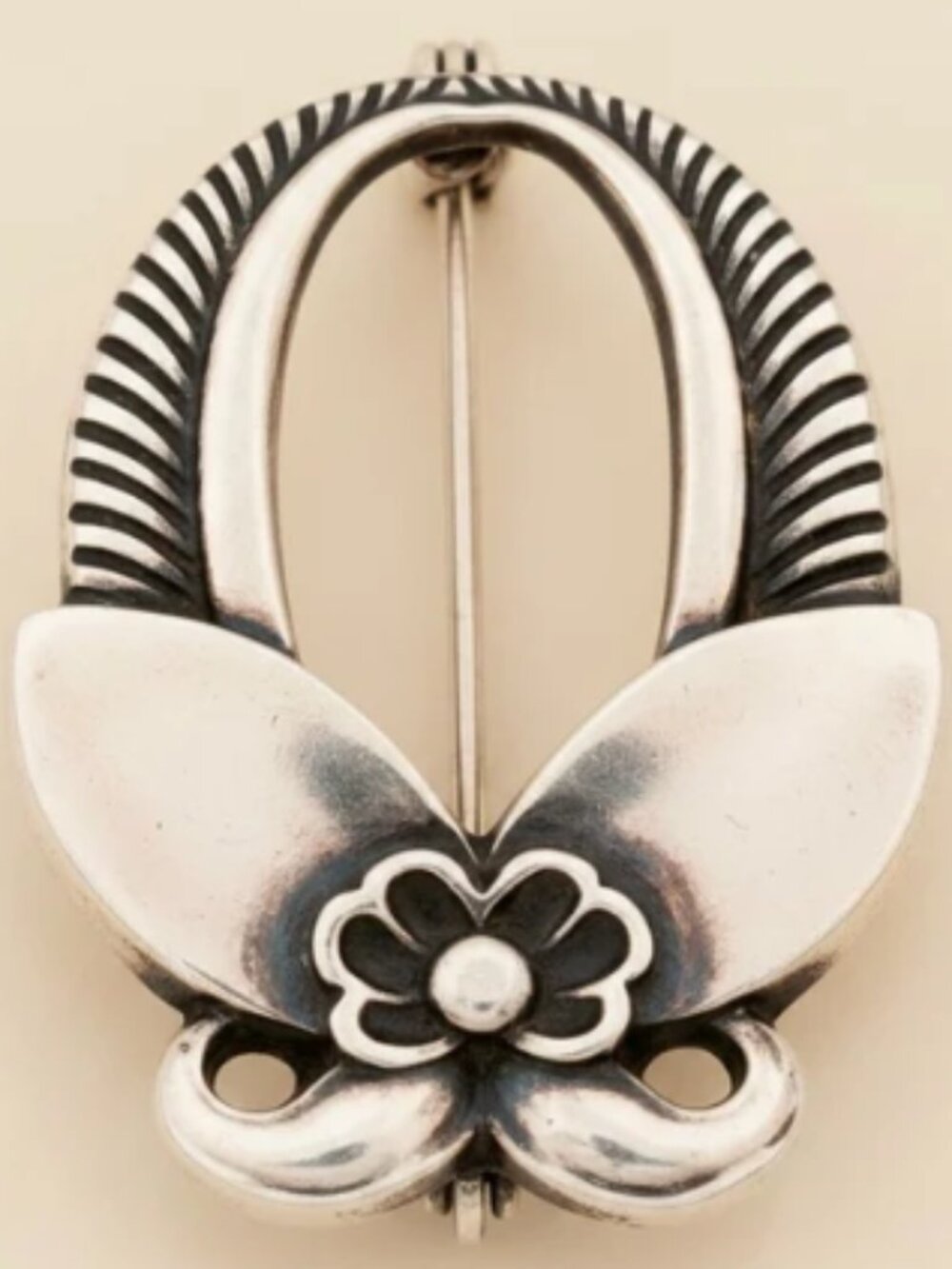Georg Jensen Sterling Silver Danish Cactus Flower Brooch